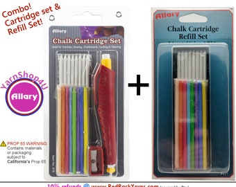 Allary Chalk Cartridge Set & Cartridge Refills. Cushion grip chalk pen set with 16 total chalk refills. Item #416 / #417