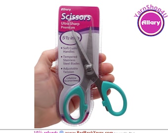 5.5" Allary Ultra Sharp Soft Cushion Scissors with teal colored handle