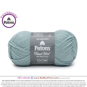 SEAFOAM - Patons Classic Wool Worsted Yarn Medium Weight (4). 100% wool yarn. 3.5oz | 194 yards (100g | 177m)