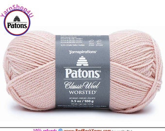 BLUSH - Patons Classic Wool Worsted Yarn Medium Weight (4). 100% wool yarn. 3.5oz | 194 yards (100g | 177m)