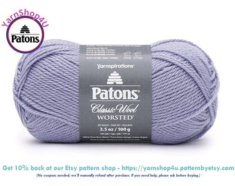MISTY THISTLE - Patons Classic Wool Worsted Yarn Medium Weight (4). 100% wool yarn. 3.5oz | 194 yards (100g | 177m)