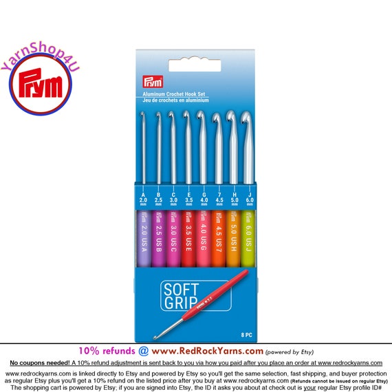 Prym Crochet Hook Set. 8 Sizes From 2mm-6mm US Sizes A to J. Comfort  Soft-grip Handles. 57500 