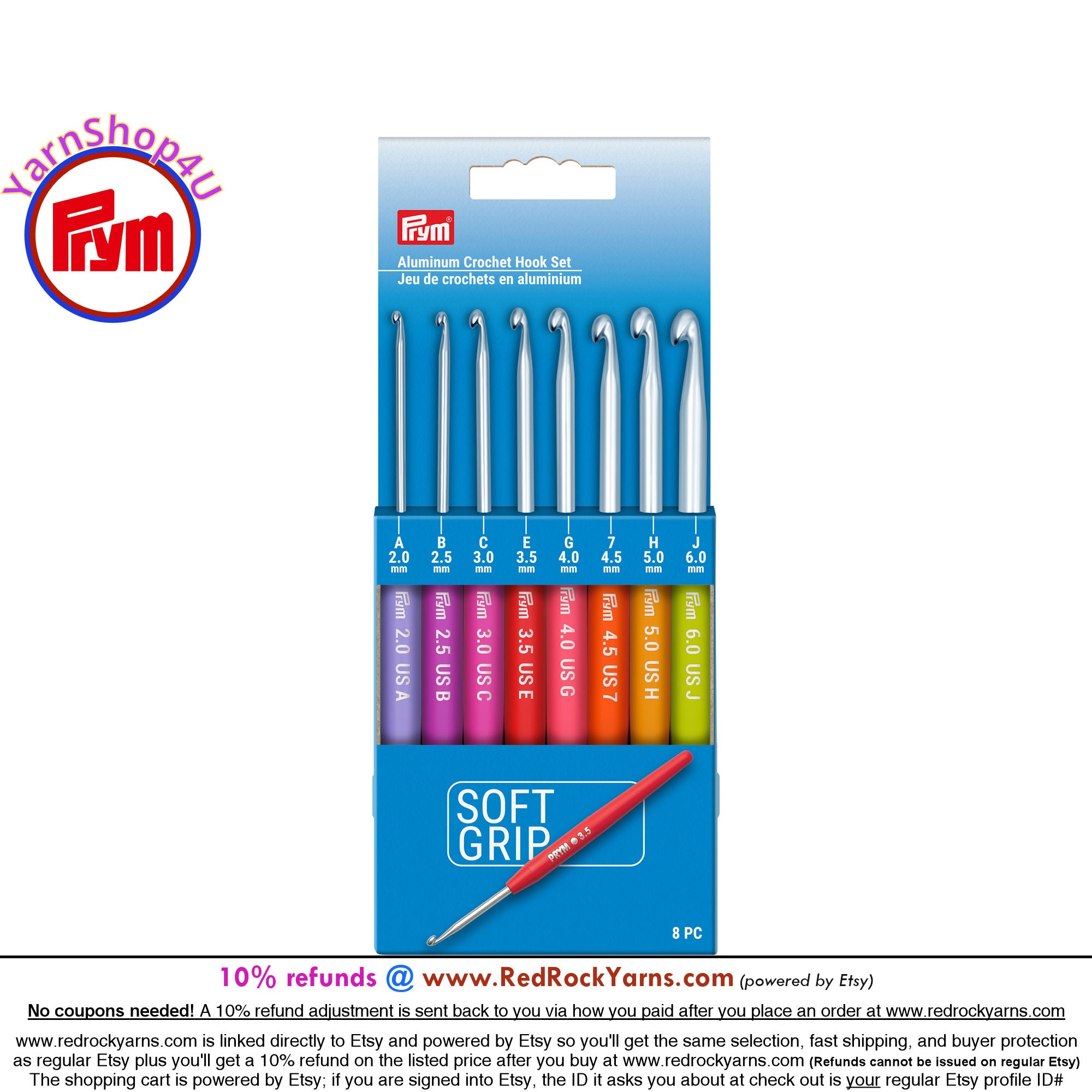 Prym Crochet Hook Set. 8 Sizes From 2mm-6mm US Sizes A to J