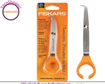 Fiskars Tweezers - Fingertip control with reverse open/close design to reduce hand strain when crafting. Release to lock onto small objects.