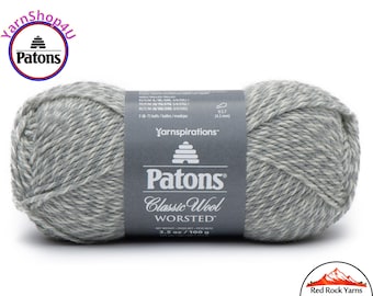 LIGHT GRAY MARL - Patons Classic Wool Worsted Yarn Medium Weight (4). 100% wool yarn. 3.5oz | 194 yards (100g | 177m)