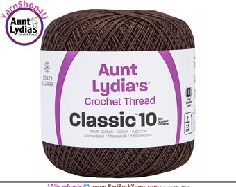 FUDGE BROWN - Aunt Lydia's Classic 10 Crochet Thread. 350yds. Item #154-0131