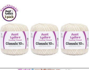 ANTIQUE WHITE 3 pack! Aunt Lydia's Classic 10 Crochet Thread. 350yds. Item #154-0210