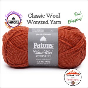 PUMPKIN - Patons Classic Wool Worsted Yarn Medium Weight (4). 100% wool yarn. 3.5oz | 194 yards (100g | 177m)