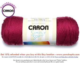 FUCHSIA - Caron Simply Soft 6oz / 315yds (170g / 288m) No Dye Lot. 100% Acrylic yarn. Item H970039764