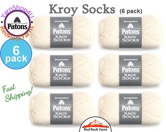 MUSLIN 6 Pack! Patons Kroy Socks Yarn is 1.75oz | 166yds Super Fine Weight (1) Sock Yarn. A Blend of 75/25% Wool/Nylon (50g | 152m)