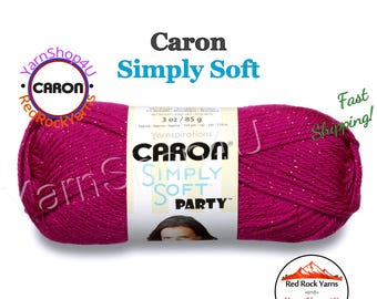 FUCHSIA SPARKLE - Caron Simply Soft Party! 3 oz / 164 yds (85 g / 150 m) 99% Acrylic, 1 percent Metallic (3 ounce / 164 yards) Color #0002