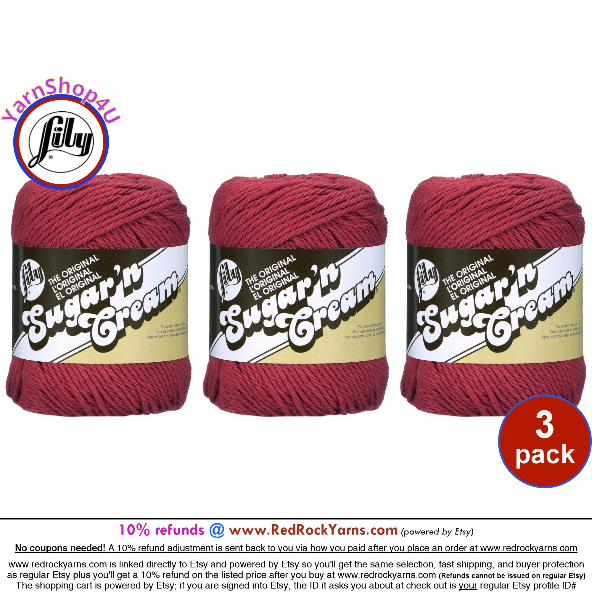 Lily Sugar'N Cream Country Stripes Yarn - 6 Pack of 57g/2oz - Cotton - 4  Medium (Worsted) - 95 Yards - Knitting/Crochet