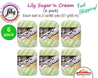 KEY LIME PIE 6 Pack! 2oz | 95yds each. Lily Sugar N Cream The Original 100% Cotton Yarn. 2 ounces / 95 yards ea. 6 skein bag = Bulk Buy!