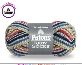 BLUE STRIPED RAGG - Patons Kroy Socks Yarn is 1.75oz | 166yds Super Fine Weight (1) Sock Yarn. A Blend of 75/25% Wool/Nylon (50g | 152m)