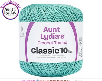 AQUA - Aunt Lydia's Classic 10 Crochet Thread. 350yds. Color #154-0450