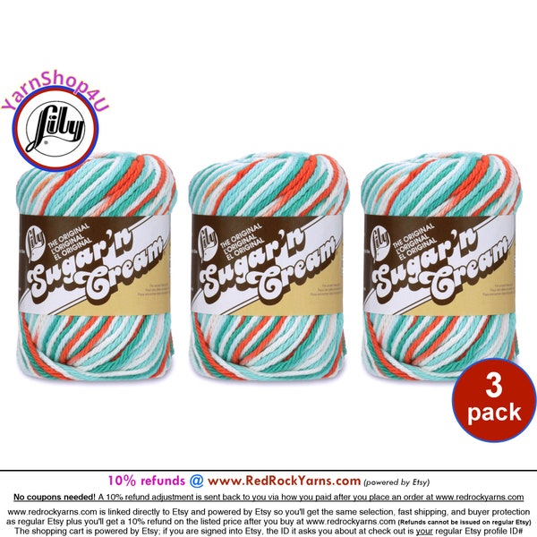 AHOY OMBRE 3 Pack! 2oz | 95yds. Lily Sugar N Cream The Original 100% Cotton Yarn. 2 ounces / 95 yards ea. 3 skeins Bulk Buy!