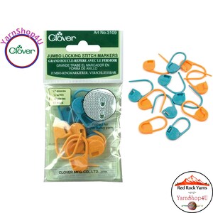 JUMBO Clover Locking Stitch Markers, Big Coilless Safety Pin Stitch Markers. 12 pc/pkg good for Super Bulky yarn. Art No 3109