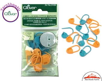 JUMBO Clover Locking Stitch Markers, Big Coilless Safety Pin Stitch Markers. 12 pc/pkg good for Super Bulky yarn. Art No 3109
