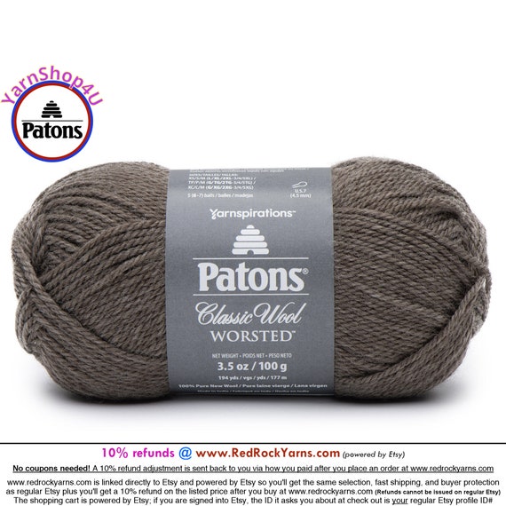 HEATH HEATHER Patons Classic Wool Worsted Yarn Medium Weight 4. 100% Wool  Yarn. 3.5oz 194 Yards 100g 177m 