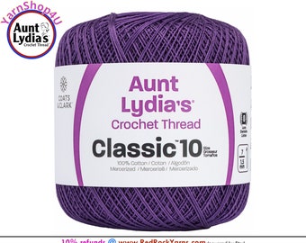 PURPLE - Aunt Lydia's Classic 10 Crochet Thread. 350yds. Item #154-0458