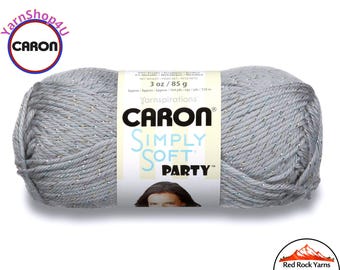 SILVER SPARKLE - Caron Simply Soft Party! 3 oz / 164 yds (85 g / 150 m) 99% Acrylic, 1 percent Metallic (3 ounce / 164 yards) Color #0008