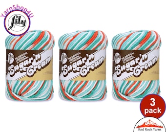 AHOY OMBRE 3 Pack! 2oz | 95yds. Lily Sugar N Cream The Original 100% Cotton Yarn. 2 ounces / 95 yards ea. 3 skeins Bulk Buy!