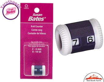 Row Counter. Susan Bates Manual Dial Counter Fits on crochet hooks or needles sizes 0-10. Manually turn to Count up to 99 rows! #14236