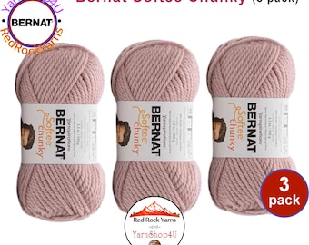 GRAY ROSE 3 pack! Bernat Softee Chunky Yarn Super Bulky Yarn. 3.5oz | 108yds | 100% Acrylic Yarn. 3 skeins per pack = Bulk Buy!