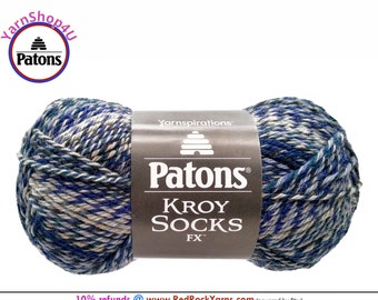 CADET COLORS - Patons Kroy Socks FX Yarn is 1.75oz | 166yds Super Fine Weight (1) Sock Yarn. A Blend of 75/25% Wool/Nylon (50g | 152m)