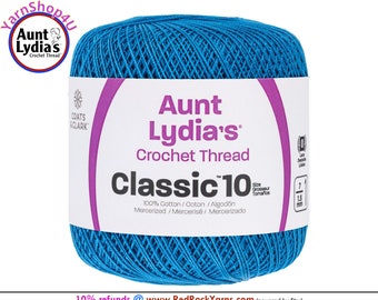 BLUE HAWAII - Aunt Lydia's Classic 10 Crochet Thread. 350yds. Item #154-0805