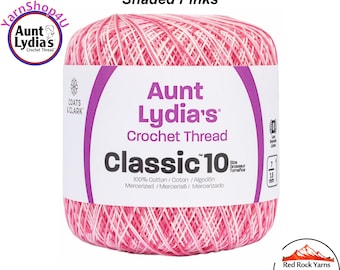SHADED PINKS - Aunt Lydia's Classic 10 Crochet Thread. 300yds. Item #154-0015