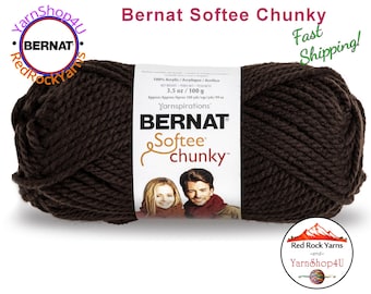 DARK TAUPE Bernat Softee Chunky Yarn Super Bulky Yarn. 3.5oz | 108yds | 100% Acrylic Yarn. Item 16112828013