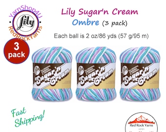 BEACH BALL 3 Pack! 2oz | 95yds. Lily Sugar N Cream The Original 100% Cotton Yarn. 2 ounces / 95 yards ea. 3 skeins Bulk Buy!