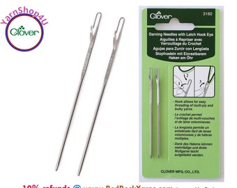 Darning Needles with Latch Hook Eye - Steel. 2 per package. Clover 3160