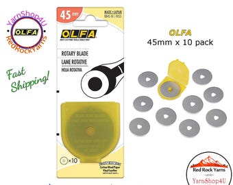 10 pack! 45mm OLFA® Rotary Blades. 10 Blades. Olfa® Brand Rotary Cutting Blade. Tungsten Steel. Premium Quality, and Sharp Edge. #RB45-10