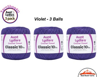 VIOLET 3 pack! Aunt Lydia's Classic 10 Crochet Thread. 350yds. Item #154-#0119