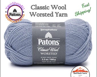 BLUE FOG - Patons Classic Wool Worsted Yarn Medium Weight (4). 100% wool yarn. 3.5oz | 194 yards (100g | 177m)