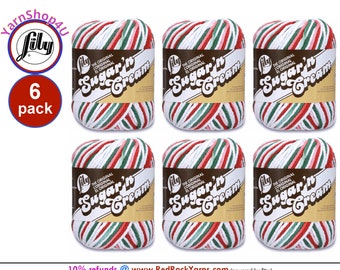 MISTLETOE 6 Pack! 2oz | 95yds each. Lily Sugar N Cream The Original 100% Cotton Yarn. 2 ounces / 95 yards ea. 6 skein bag = Bulk Buy!