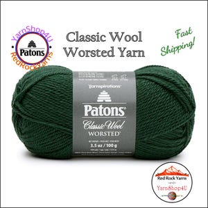 PINE - Patons Classic Wool Worsted Yarn Medium Weight (4). 100% wool yarn. 3.5oz | 194 yards (100g | 177m)