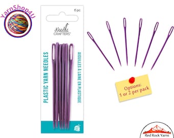 6 Large Yarn Needles For finishing with chunky yarn. 3.625". Jumbo size Plastic Yarn needles by Needle Crafters #NC670