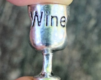 Wine Charms (10 pieces) Zinc Alloy plated beads. The hole is big enough to get 4mm cord through.