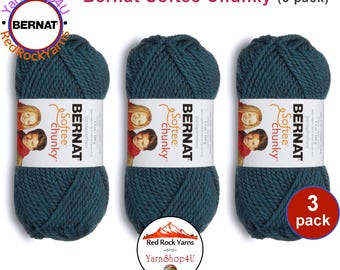 TEAL 3 pack! Bernat Softee Chunky Yarn Super Bulky Yarn. 3.5oz | 108yds | 100% Acrylic Yarn. 3 skeins per pack = Bulk Buy!