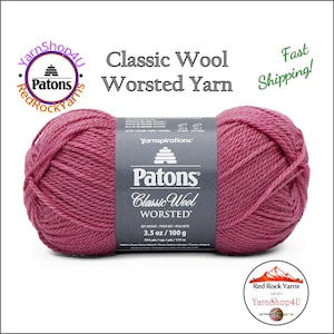 ROSE - Patons Classic Wool Worsted Yarn Medium Weight (4). 100% wool yarn. 3.5oz | 194 yards (100g | 177m) Item 24407777745