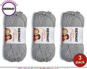 GRAY HEATHER 3 pack! Bernat Softee Chunky Yarn Super Bulky Yarn. 3.5oz | 108yds | 100% Acrylic Yarn. 3 skeins per pack = Bulk Buy!