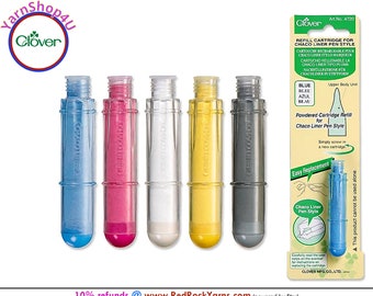 Clover REFILL Cartridge for Chaco Liner PEN STYLE chalk marker. Blue, Pink, White, Yellow, SIlver. #4720, #4721, #4722, #4723, #4724