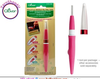 Clover Pen Style Needle Felting Tool. Use 3, 2 or 1 needle for small and delicate projects and molds. Includes 3 fine weight needles. #8901