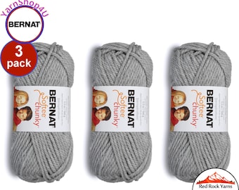 GRAY HEATHER 3 pack! Bernat Softee Chunky Yarn Super Bulky Yarn. 3.5oz | 108yds | 100% Acrylic Yarn. 3 skeins per pack = Bulk Buy!