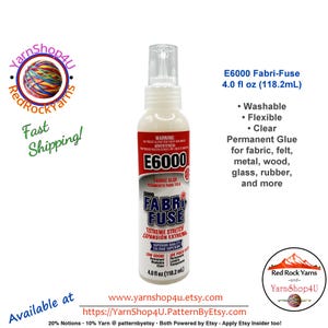 E6000 Fabri-Fuse 4.0 fl oz bottle. Washable, Flexible, Clear, Permanent Glue for fabric, felt, metal, wood, glass, rubber and much more