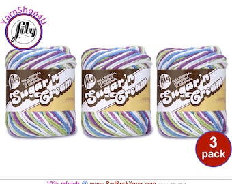 FRUIT PUNCH 3 Pack! 2oz | 95yds. Lily Sugar N Cream The Original 100% Cotton Yarn. 2 ounces / 95 yards ea. 3 skeins Bulk Buy!