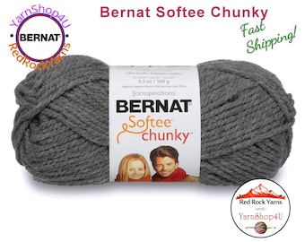 TRUE GRAY Bernat Softee Chunky Yarn Super Bulky Yarn. 3.5oz | 108yds | 100% Acrylic Yarn. Item 16112828044